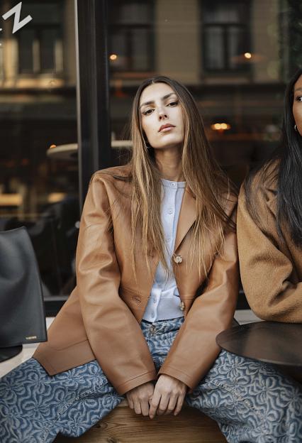 Toteme Easy Leather Jacket Tan